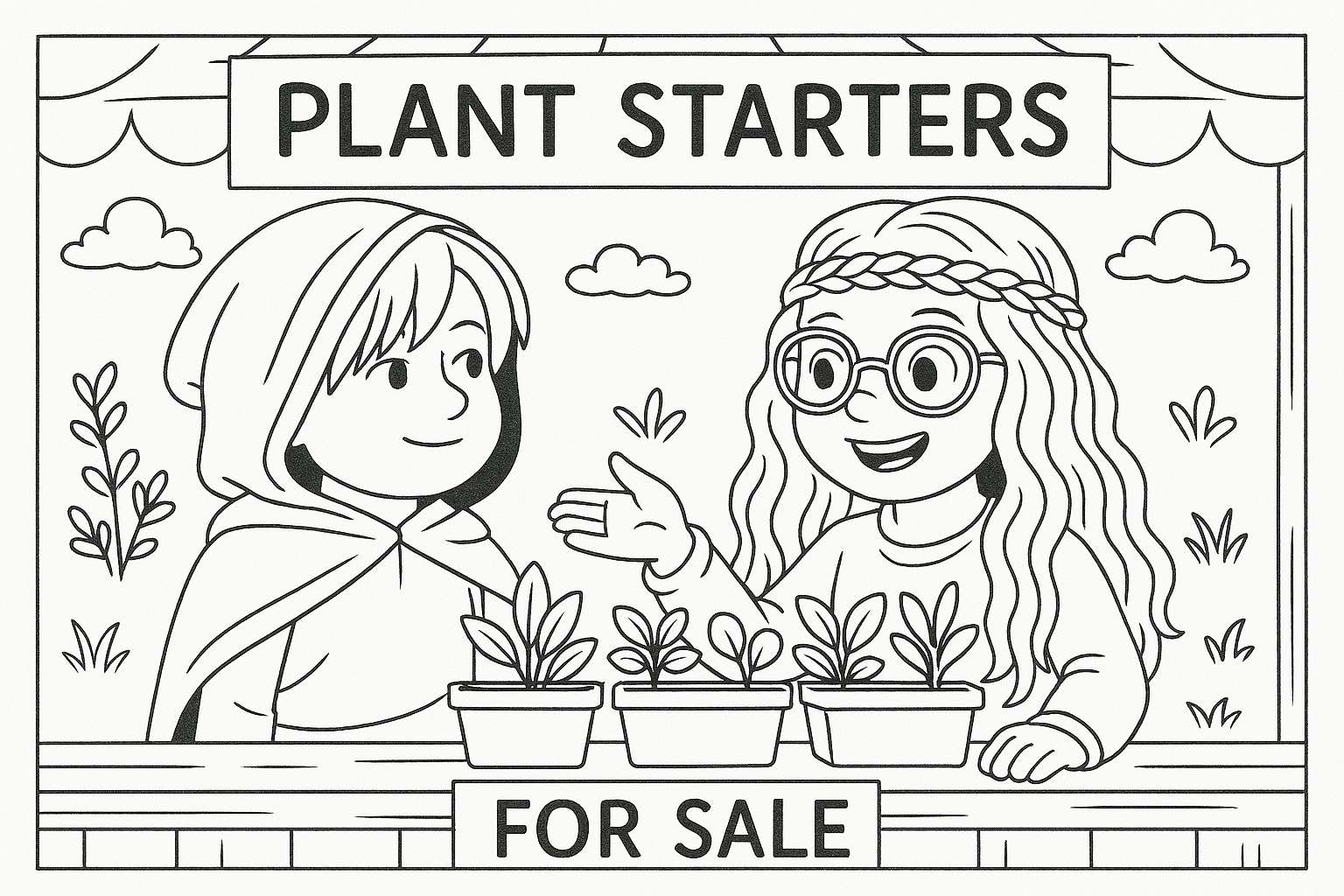 Plant starters for sale coloring page